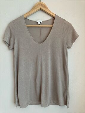 Vince Taupe Short Sleeve V-Neck Tee
